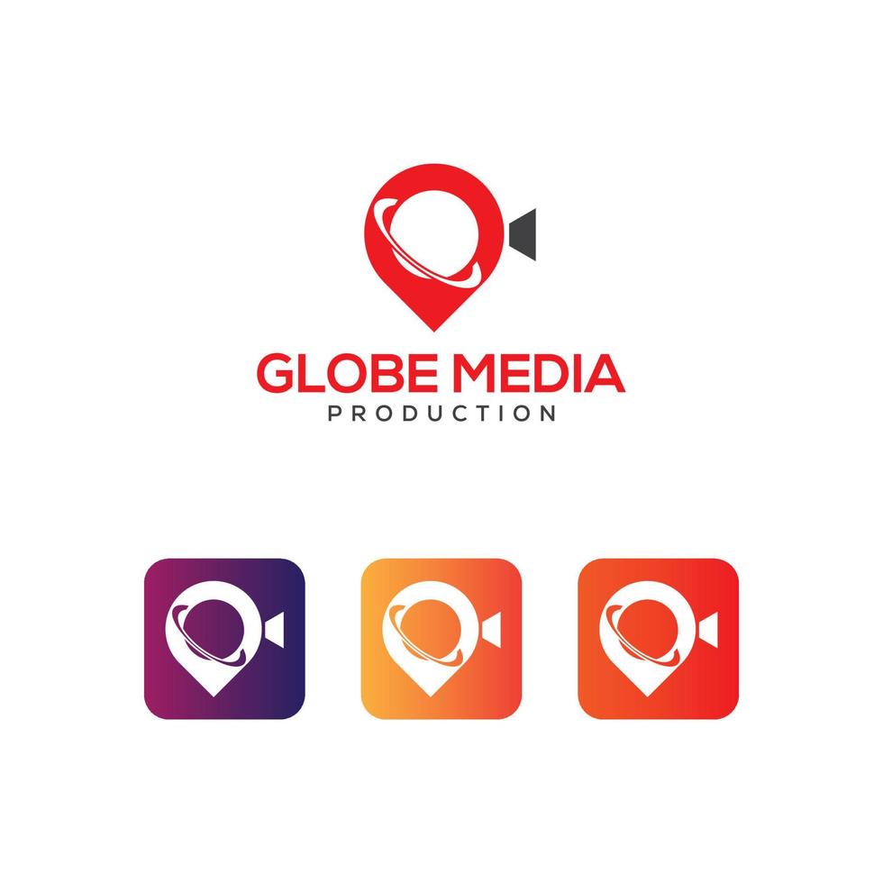 concepto de diseño de logotipo de producción de medios de globo vector gratuito