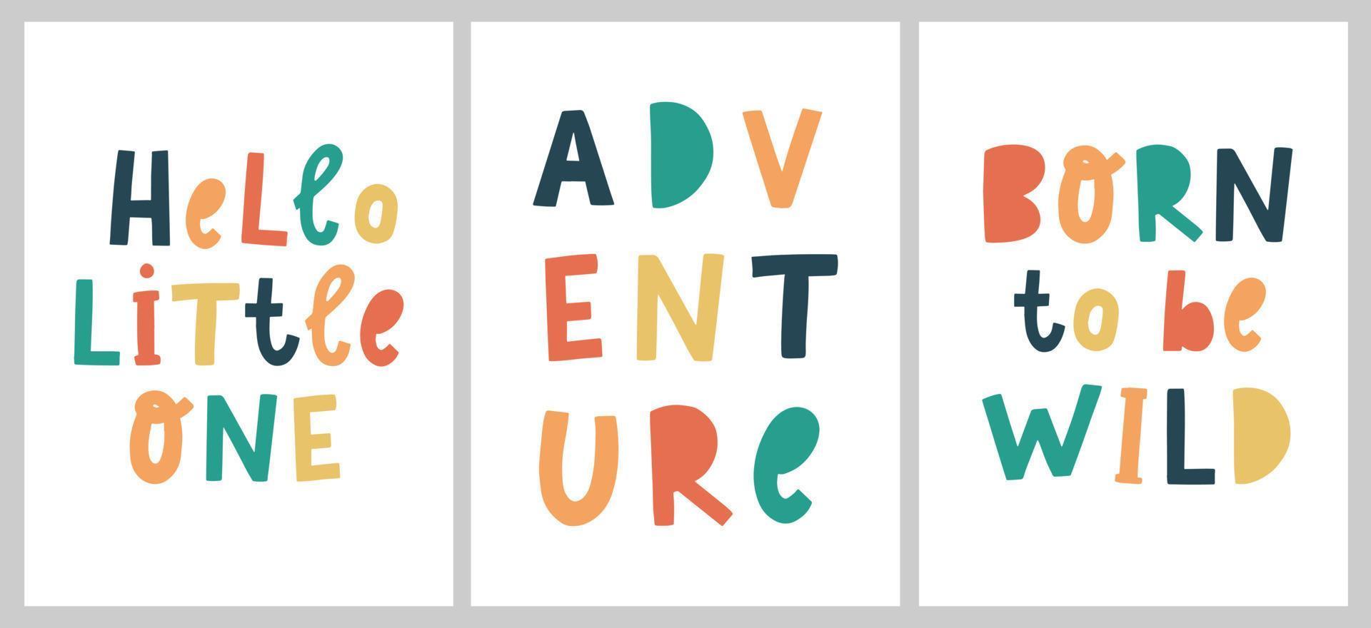 set of nursery posters with lettering quotes vector
