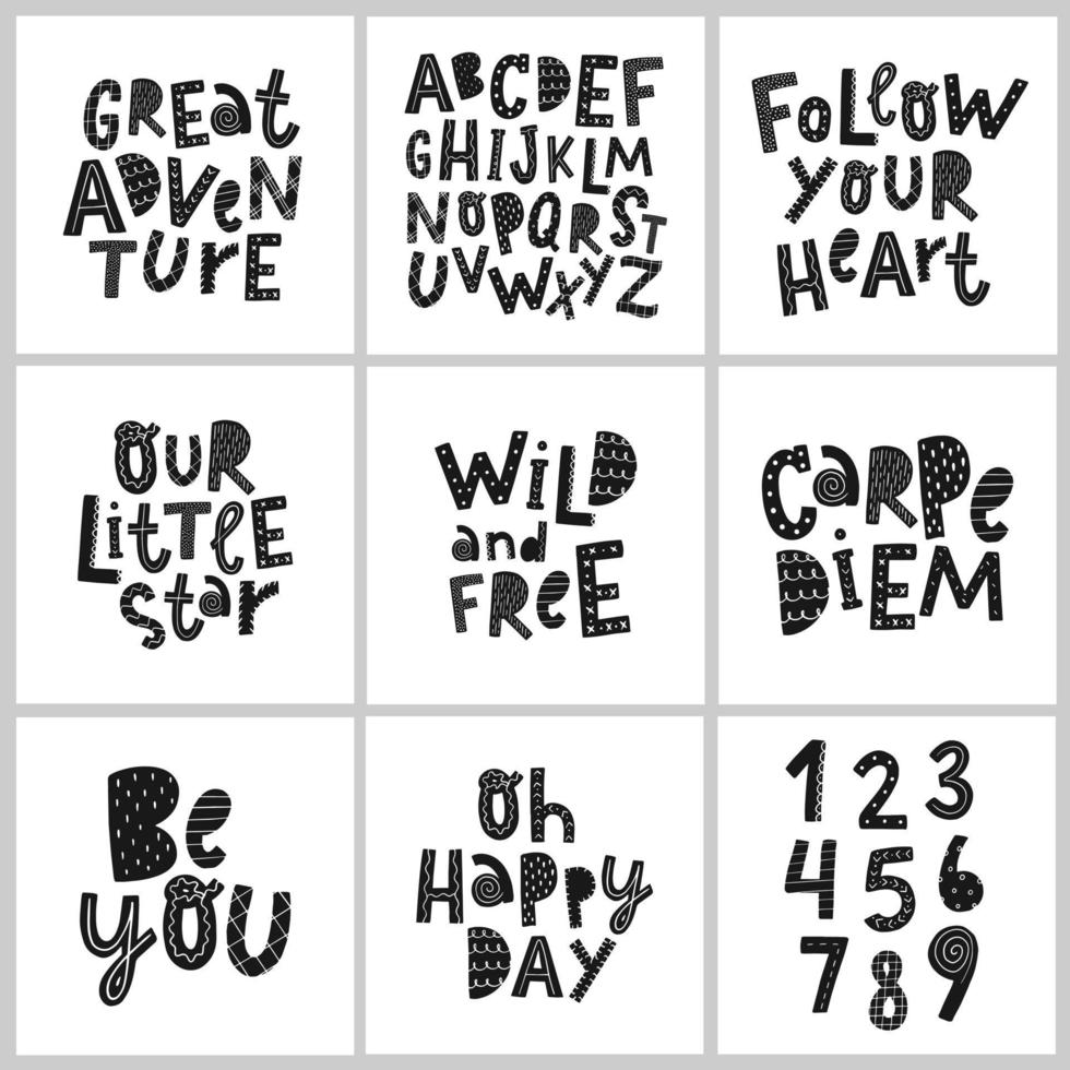 Set of nursery posters and prints with quotes vector