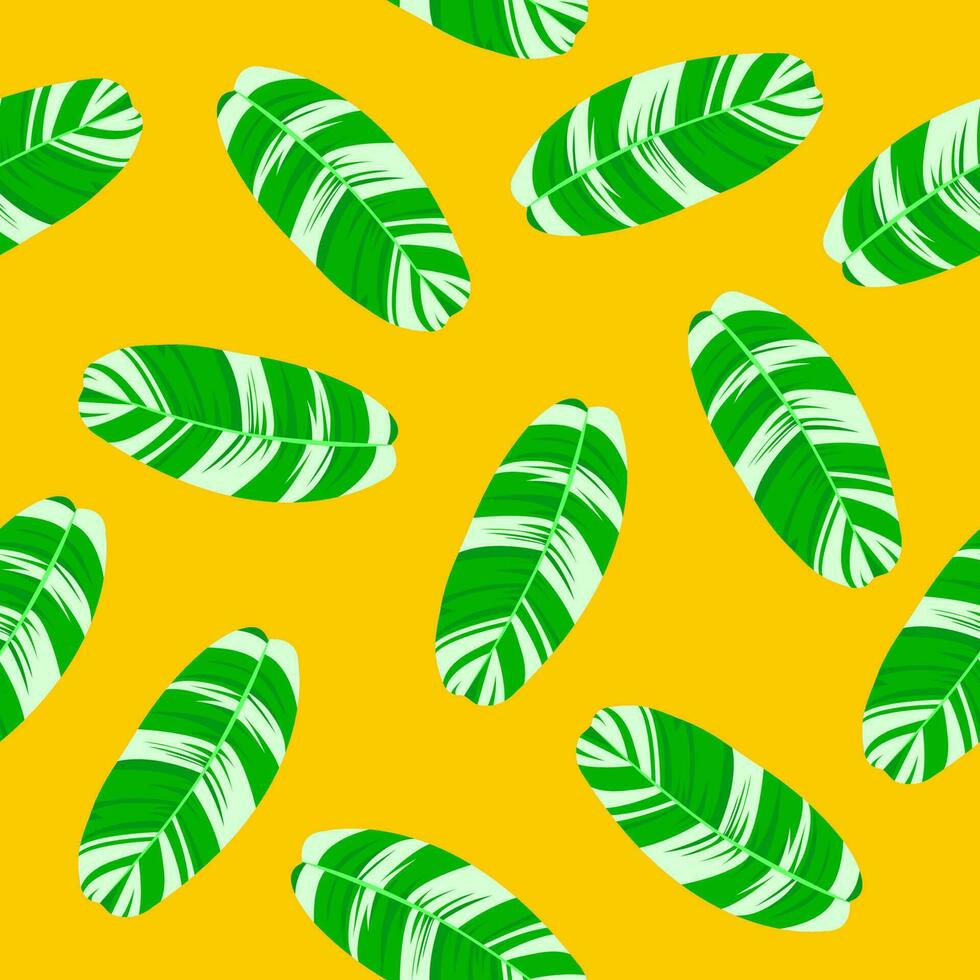 spotted banana leaf background with yellow background vector