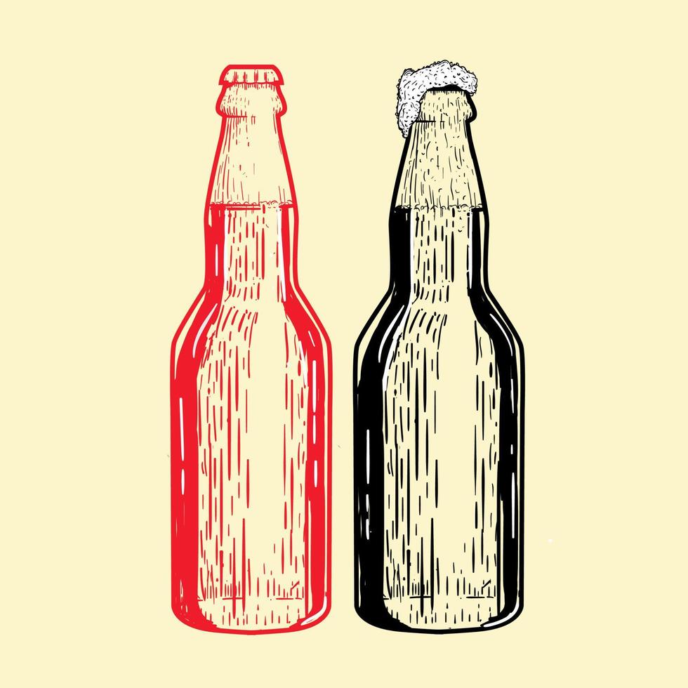 estilo de grabado de ilustración de botella vector