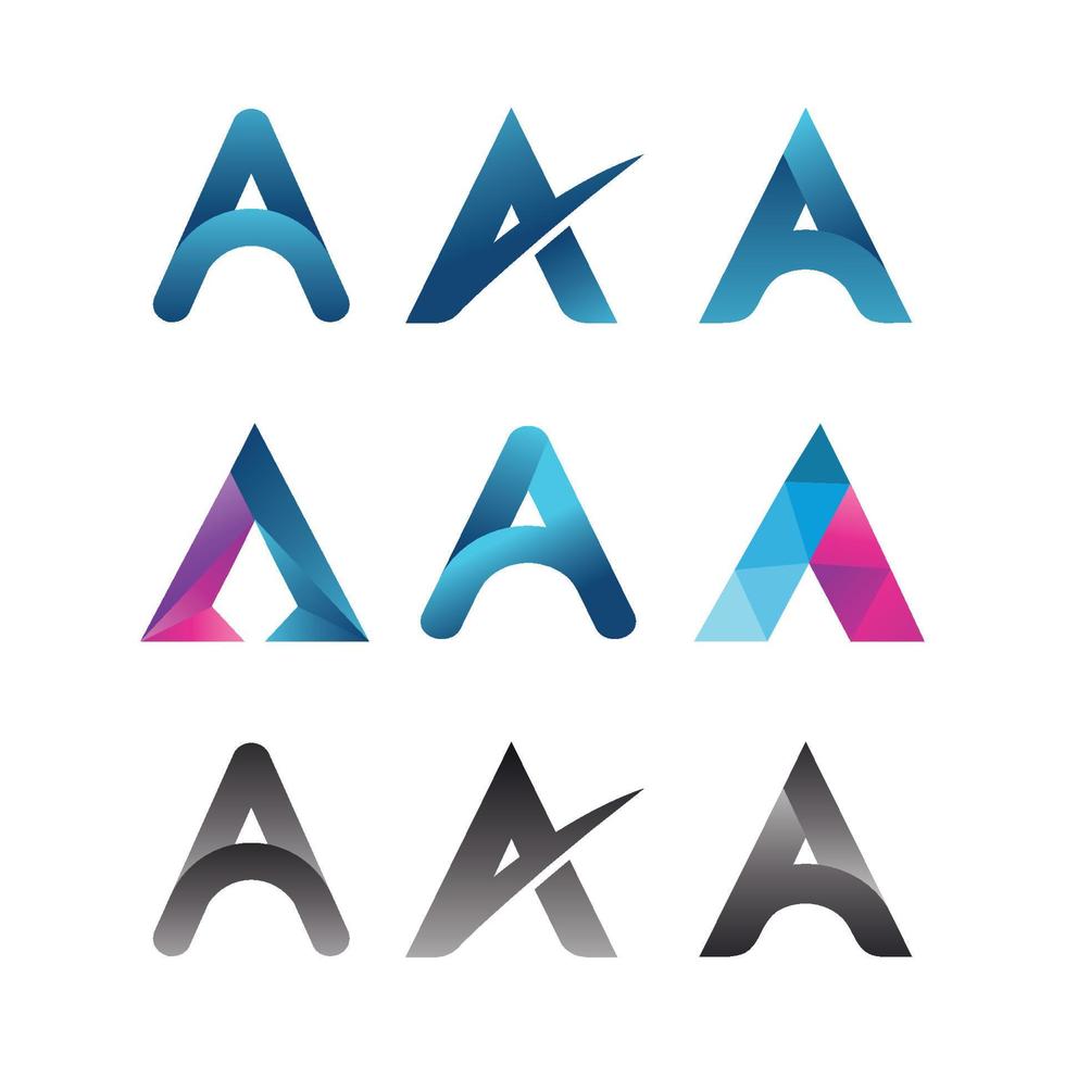 Abstract letter a logo template, company identity icons set, business name collection vector