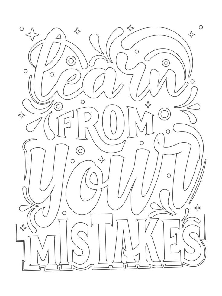 learn from your mistakes .motivational Quotes coloring page. vector