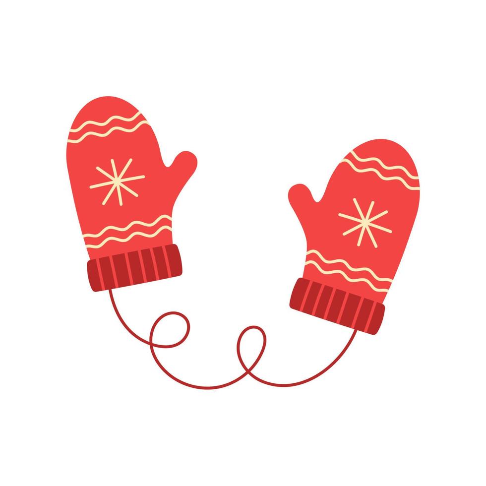 par de guantes de invierno cálidos en una cuerda. guantes de lana de punto. accesorio de ropa para niños vector