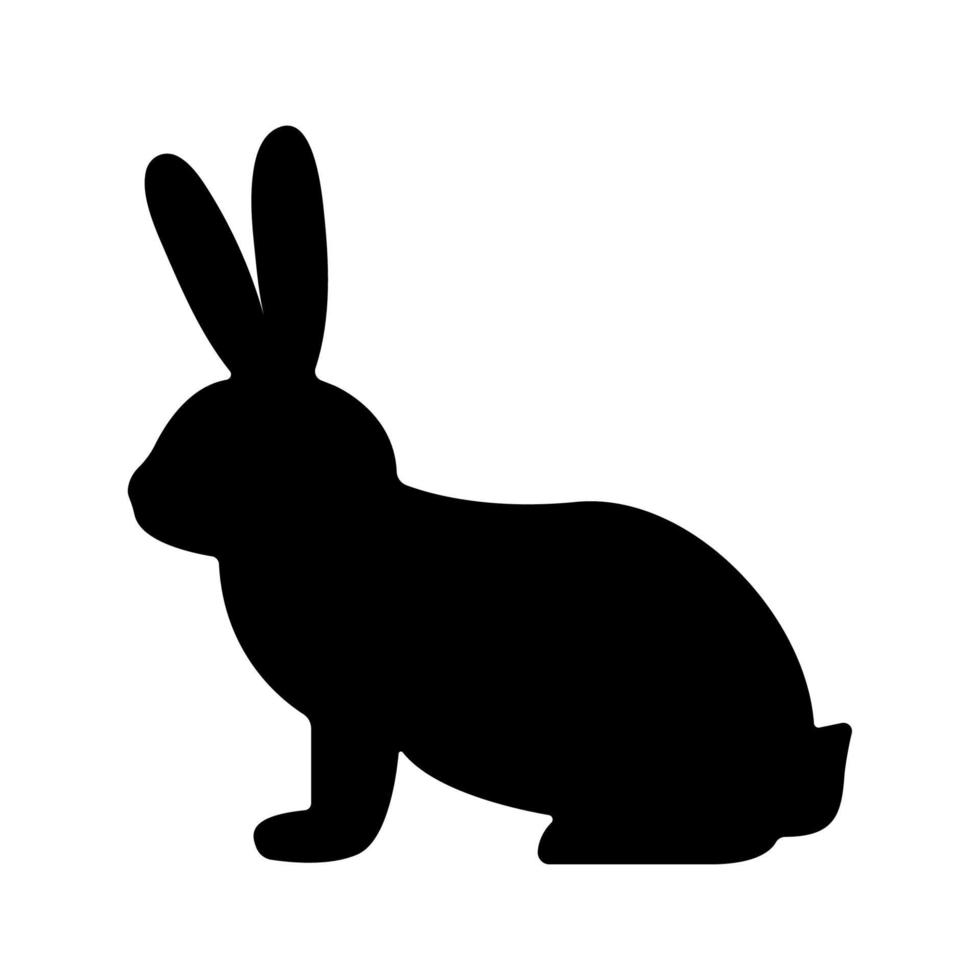 1Rabbit silhouette. Vector illustration of a black rabbit silhouette icon isolated on a white background. Bunny logo side view, profile