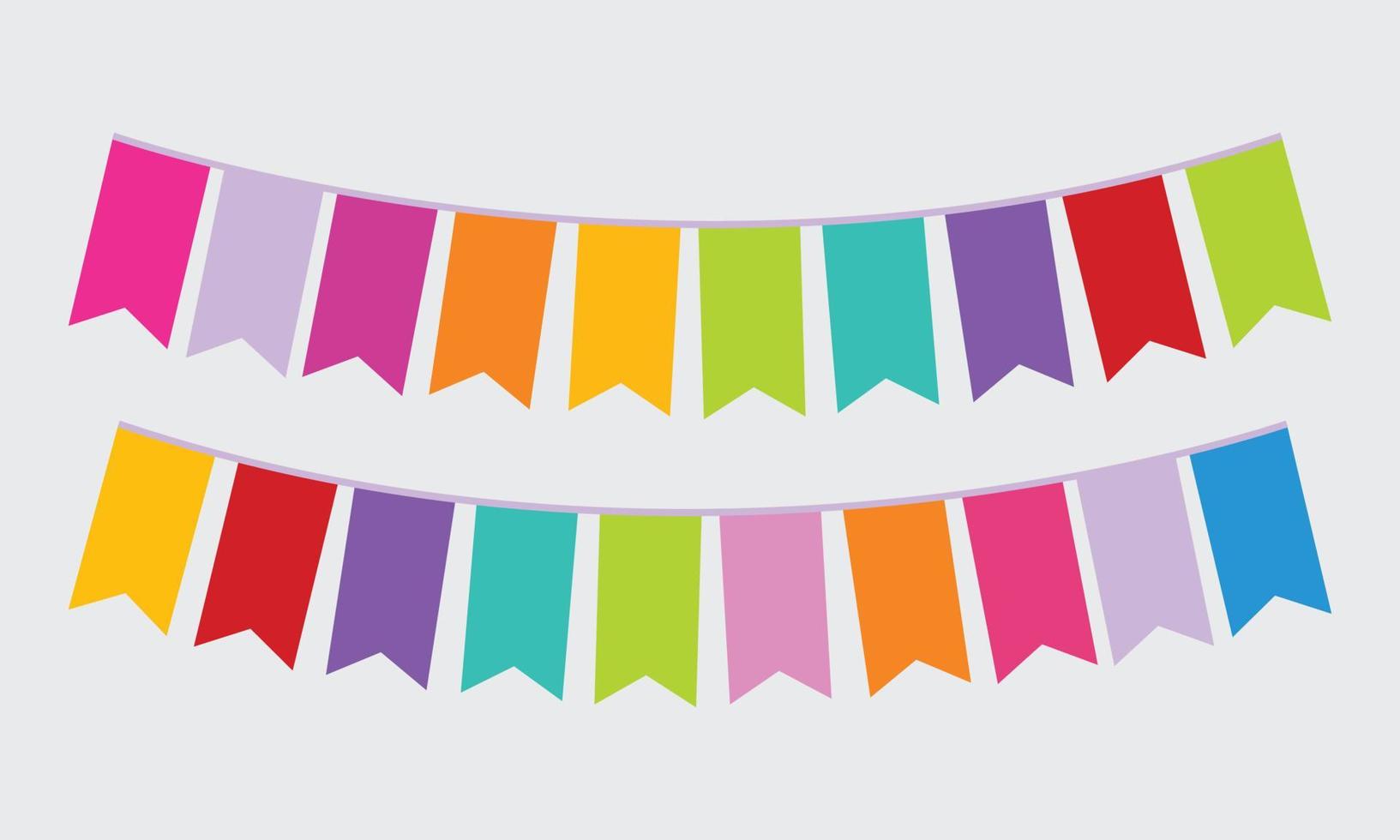 Celebration Festive Colorful Party Flags Ribbons Vector Elements