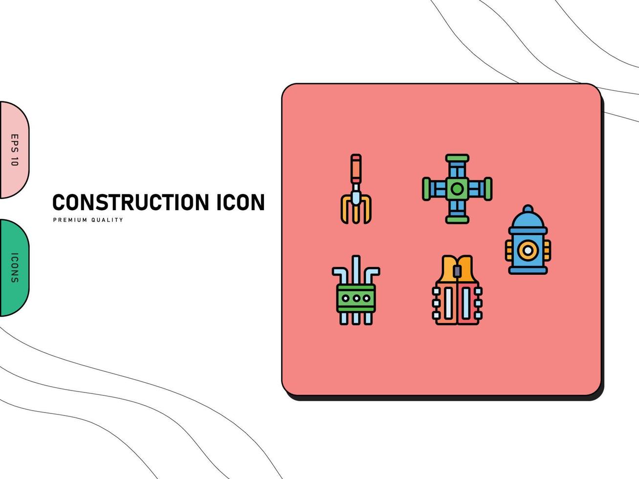 conjunto de iconos de contorno de vector de construcción