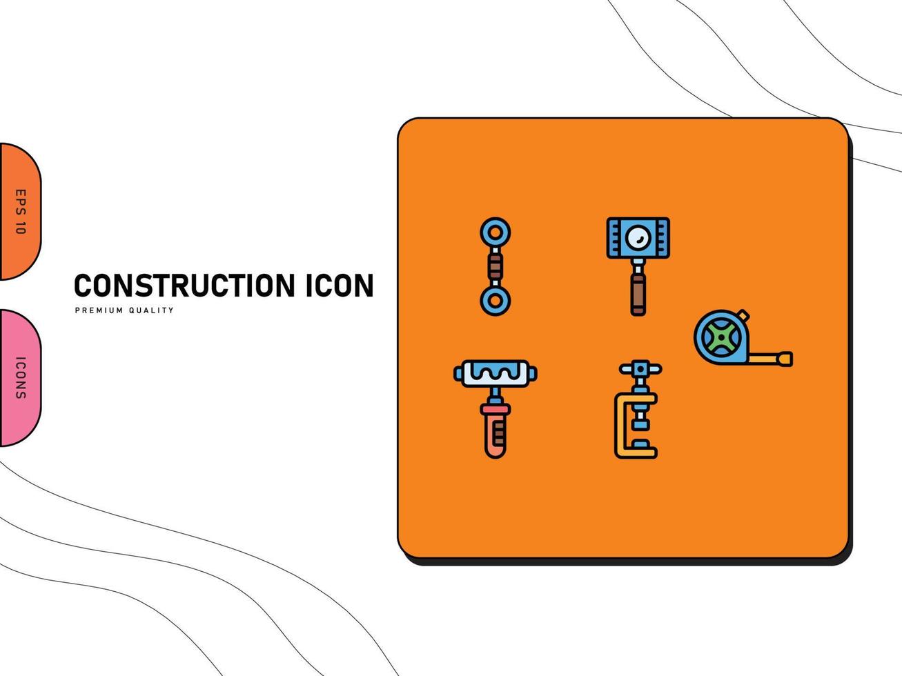 conjunto de iconos de contorno de vector de construcción