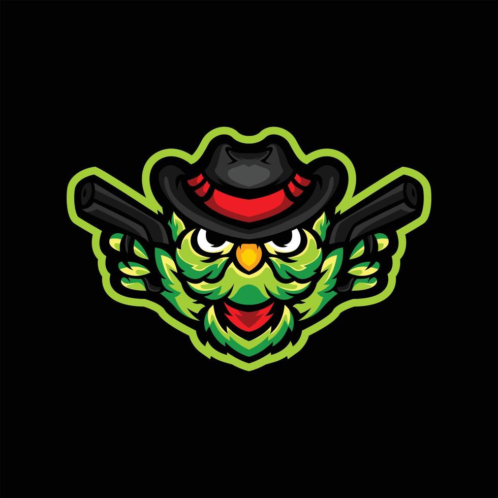owl cowboy mascot logo vector