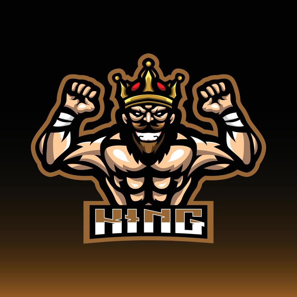 mix martial art fighter king logo vector