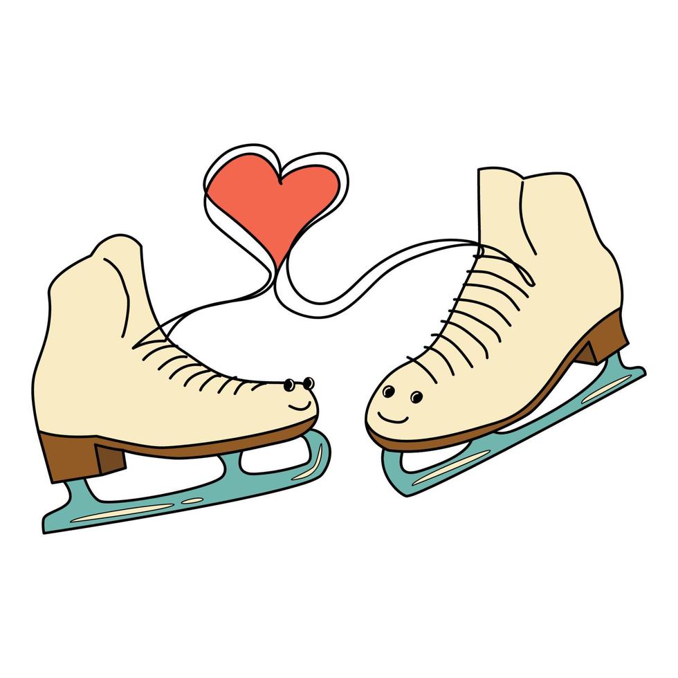 Figure skates with funny faces vector