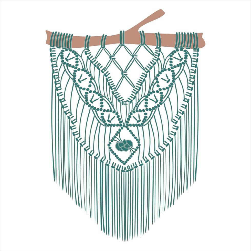 Green macrame panels. Home decor. vector