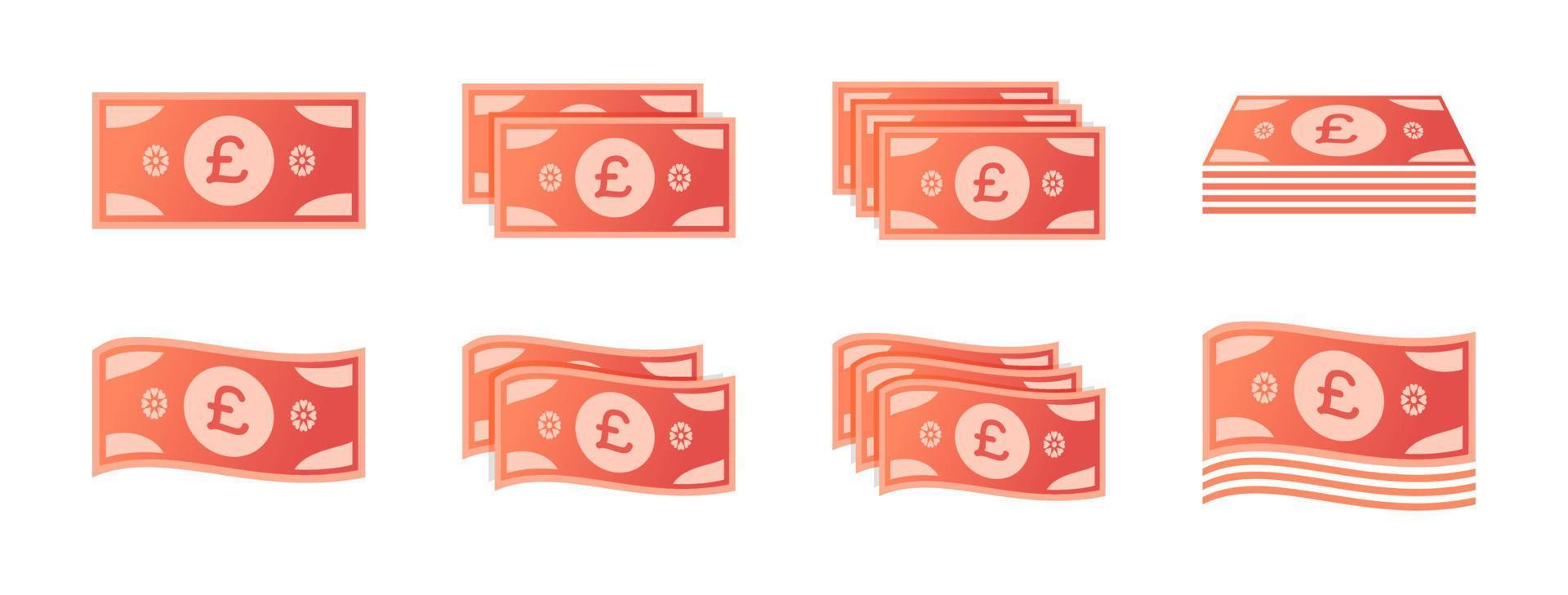 Pound Sterling Banknote Icon Set vector