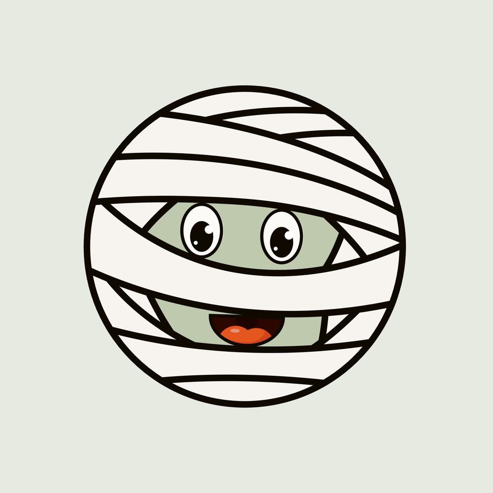 Mummy Cute Halloween Monster Faces in Circle Style vector