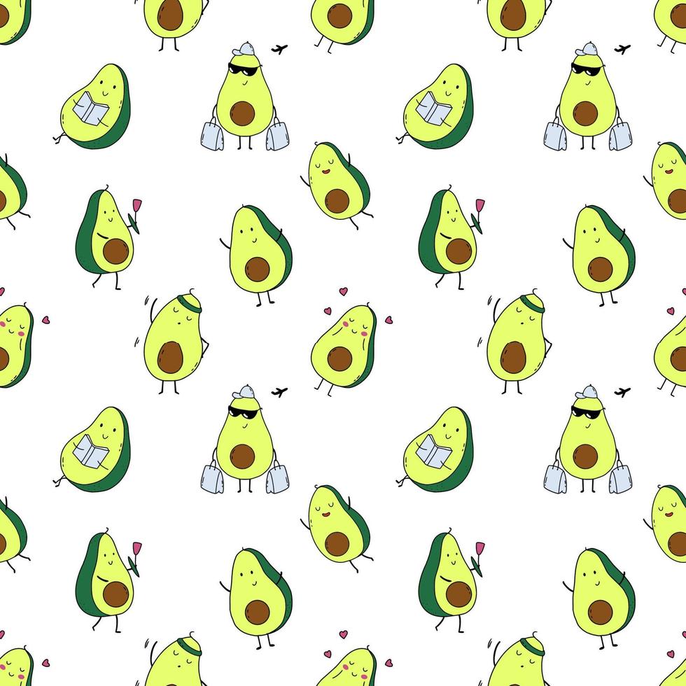 Seamless baby pattern with cute avocado. Background nursery. Tailoring, print fabric and textiles. Endless wallpaper. vector