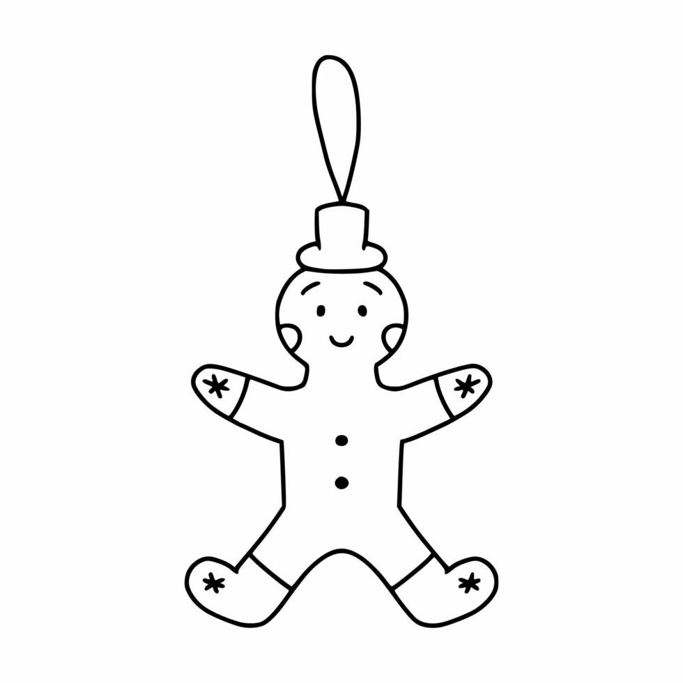 estilo indoodle de hombre de pan de jengibre. galletas de jengibre para año nuevo. decoración para árbol de navidad. vector