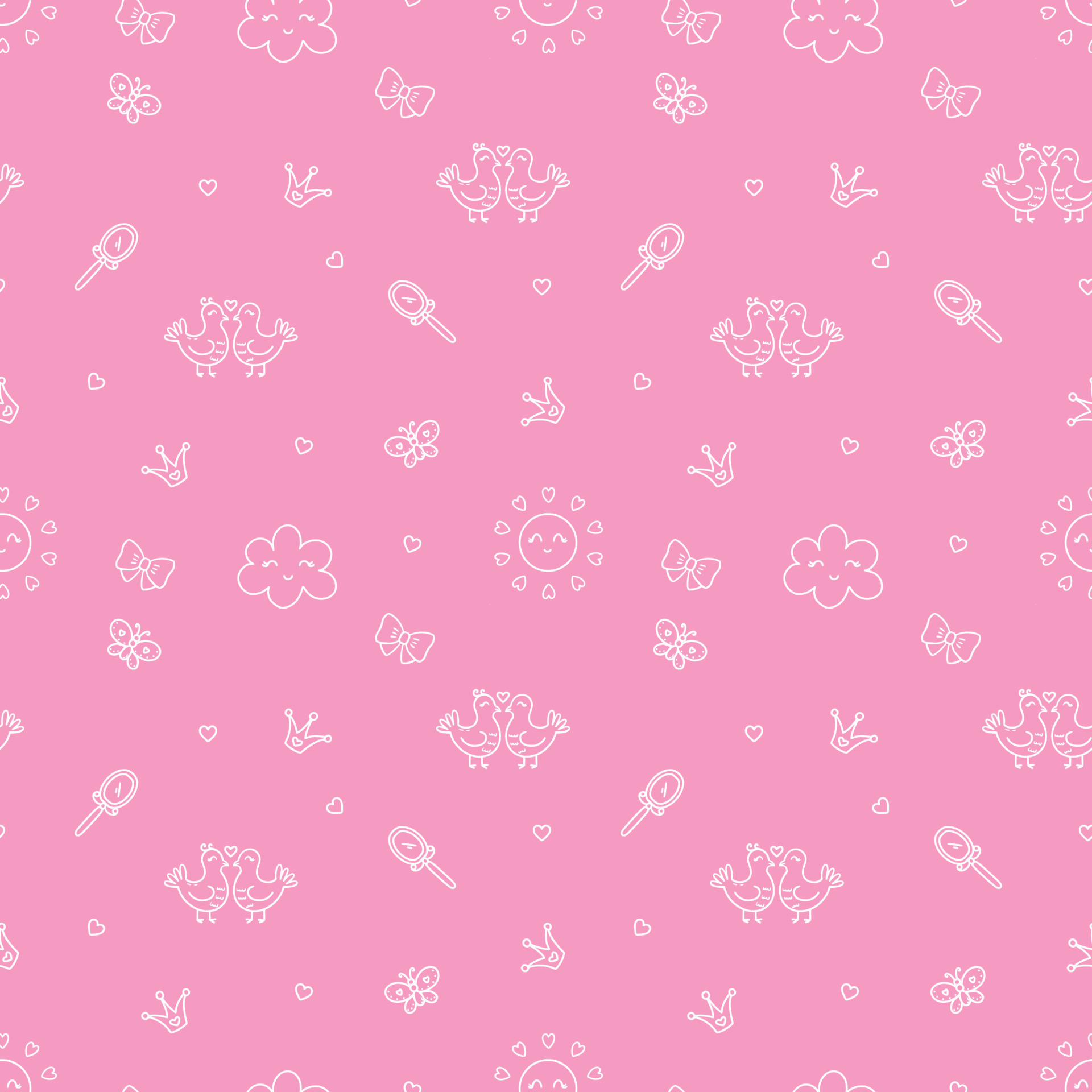 Seamless pink pattern for sewing children clothes. Princess accessories  background. Printing on fabric and wrapping paper. Wallpaper for nursery.  4971626 Vector Art at Vecteezy