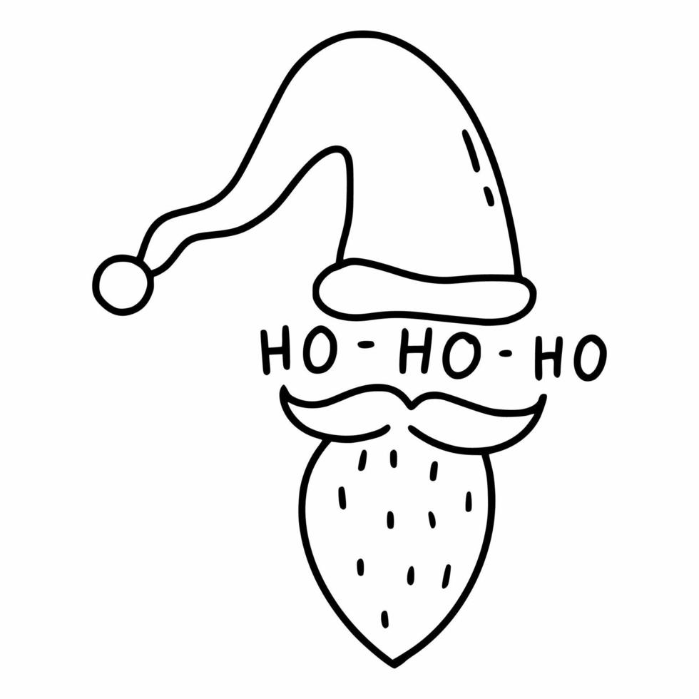 Santa Claus and inscription ho ho ho. Vector illustration in doodle style. Design element for new year and Christmas.