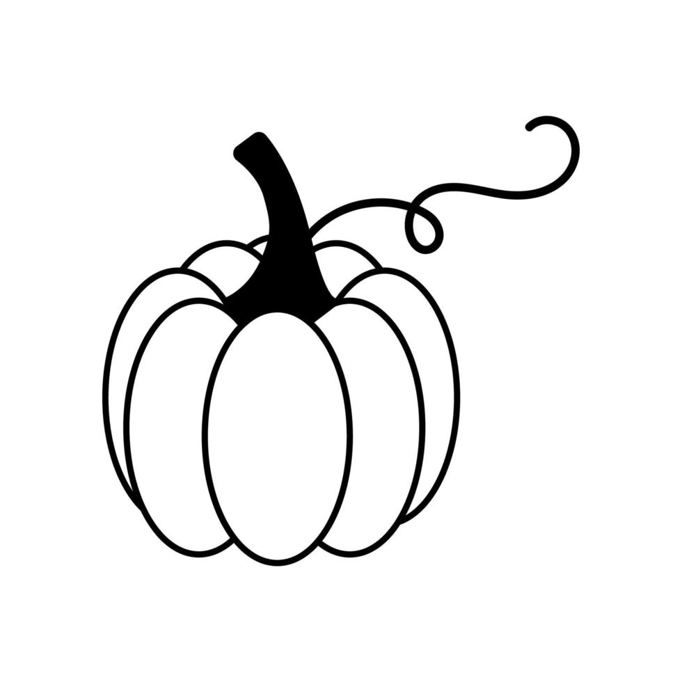 Pumpkin black and white, an isolated symbol of Halloween and Thanksgiving. vector