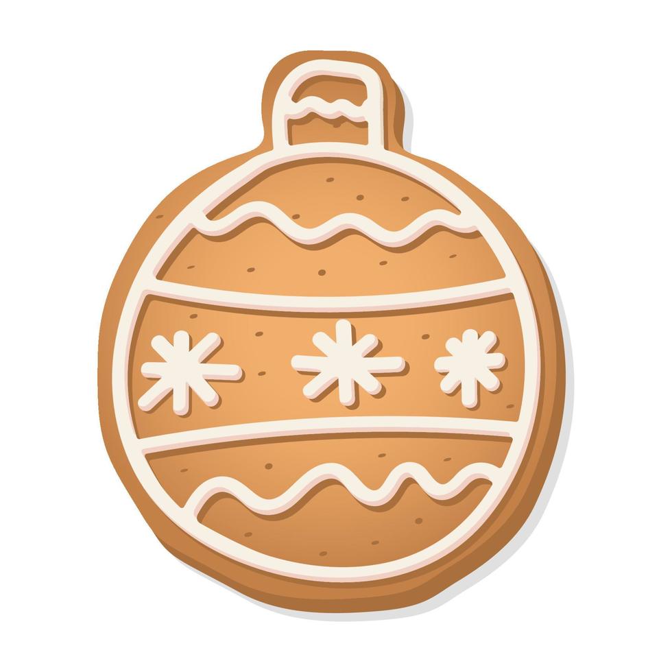 Ginger cookies in the form of a Christmas tree toy. Christmas gift. Vector illustration