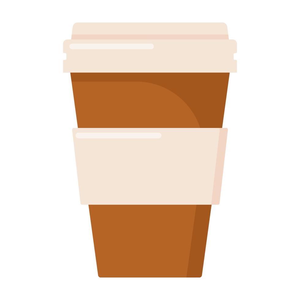 una taza de café con una etiqueta de estilo plano. vector