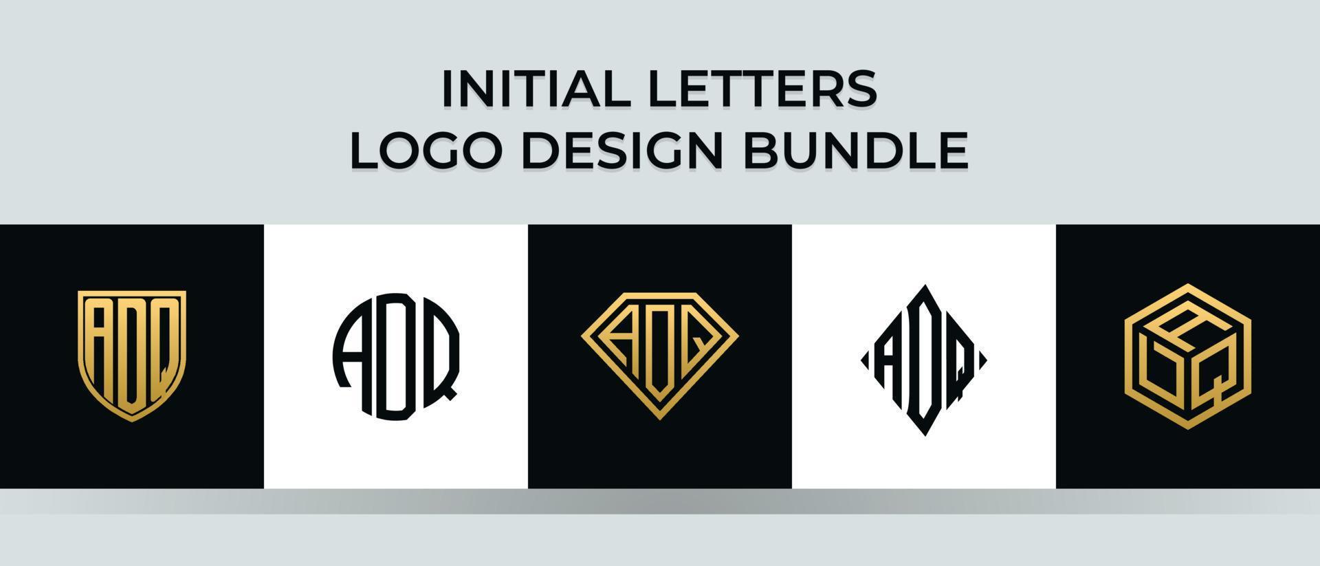 Initial letters ADQ logo designs Bundle vector