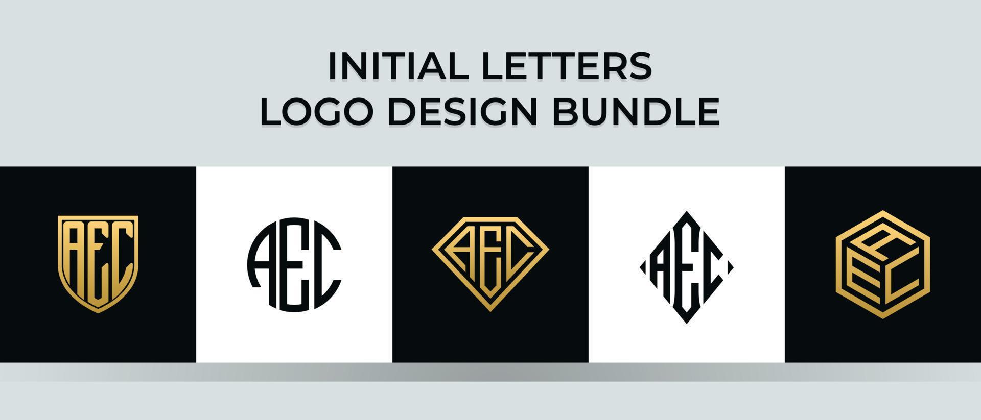 paquete de diseños de logotipo de letras iniciales aec vector