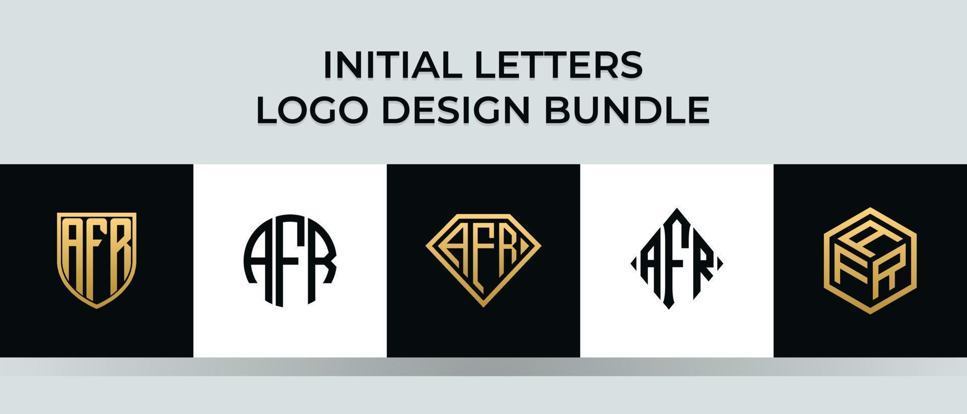 Initial letters AFR logo designs Bundle vector