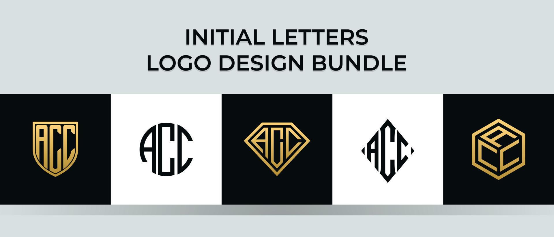 Initial letters ACC logo designs Bundle vector