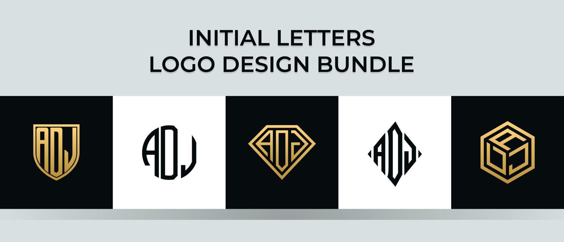 Initial letters ADJ logo designs Bundle vector