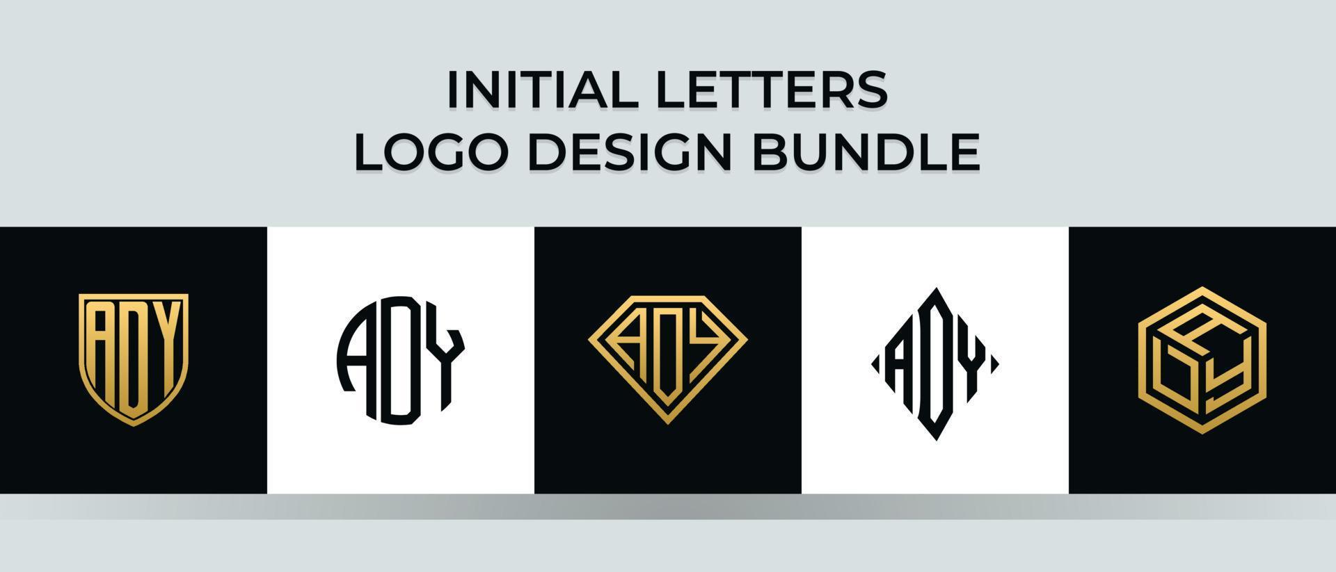 letras iniciales ady logo diseños paquete vector
