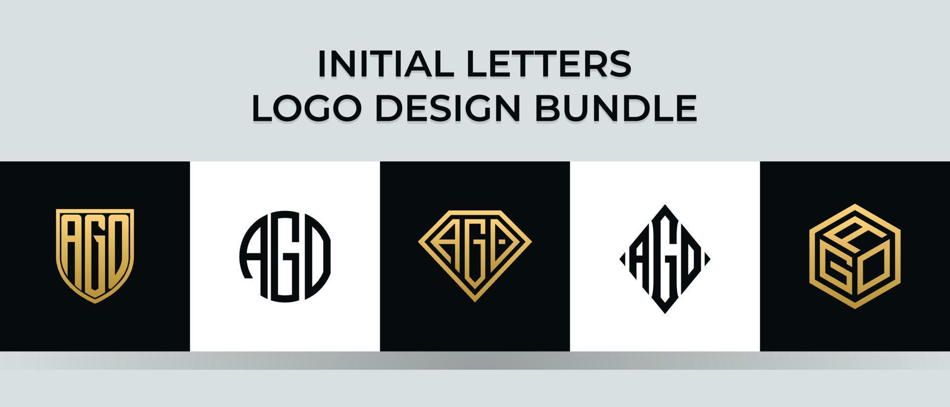 Initial letters AGO logo designs Bundle vector