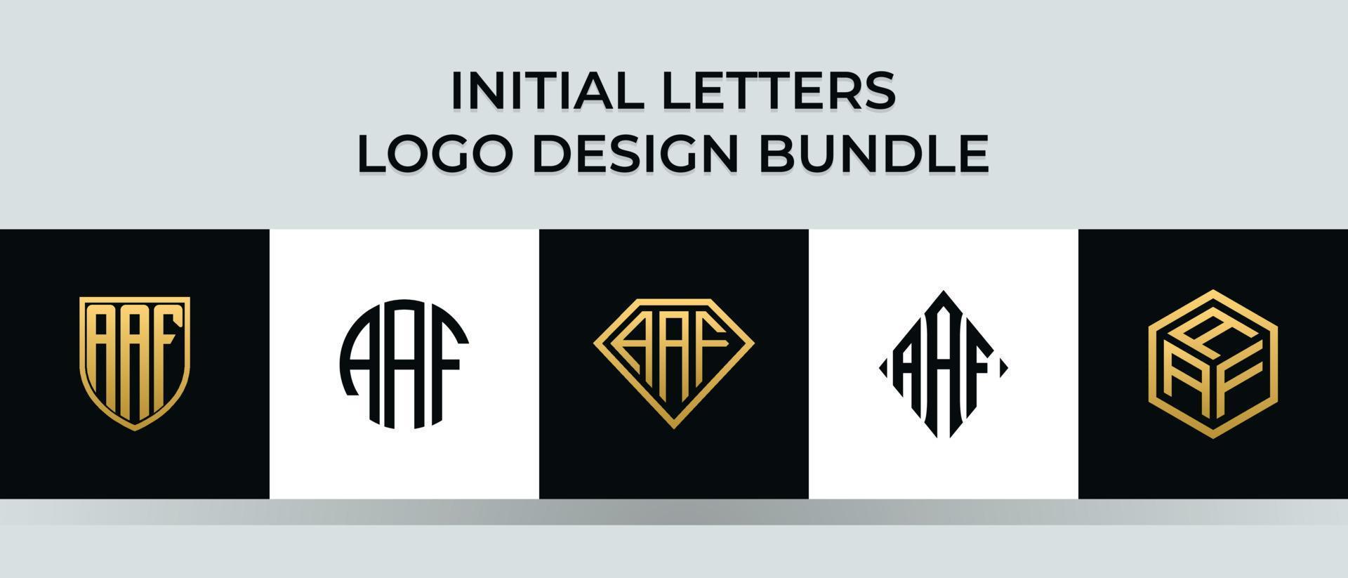 Initial letters AAF logo designs Bundle vector