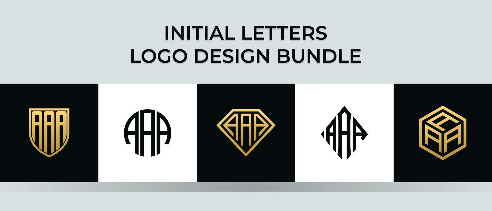 Initial letters AAA logo designs Bundle vector