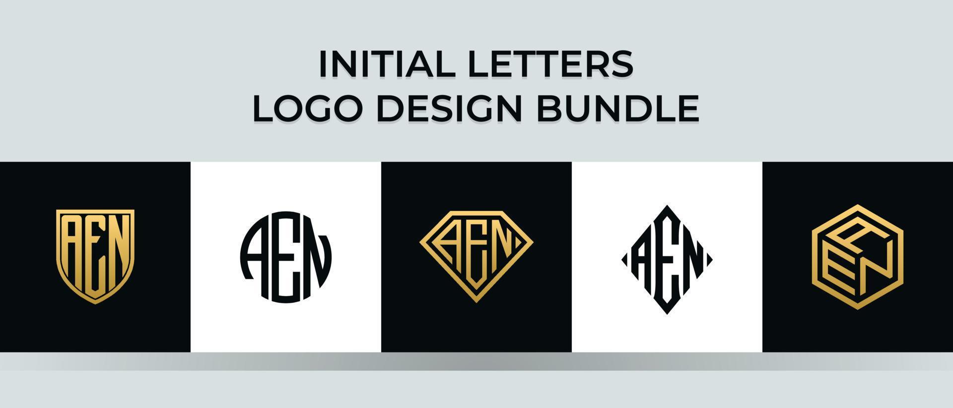 Initial letters AEN logo designs Bundle vector