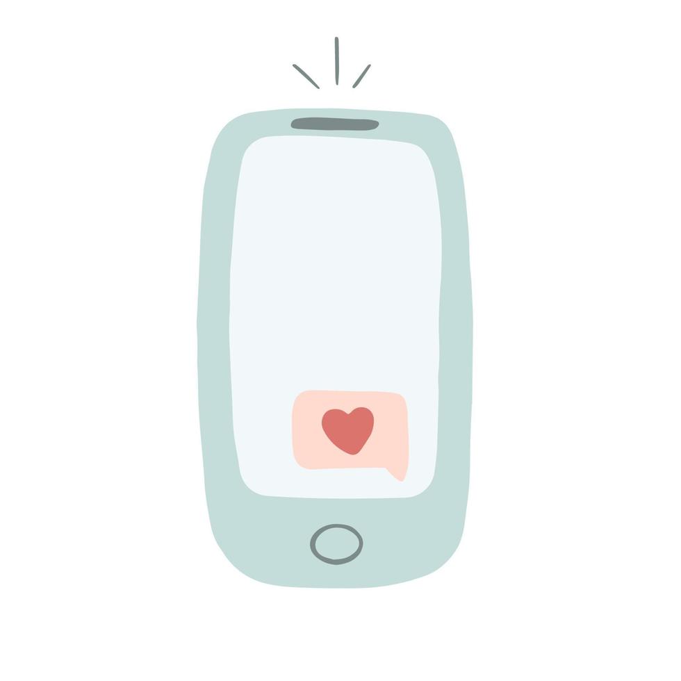 teléfono celular con un mensaje de amor en una ilustración de vector de pantalla