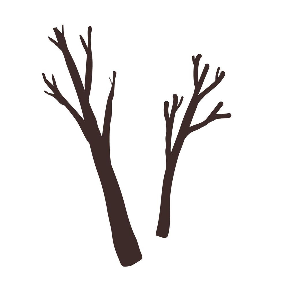 Set of two dry old branches on white background vector