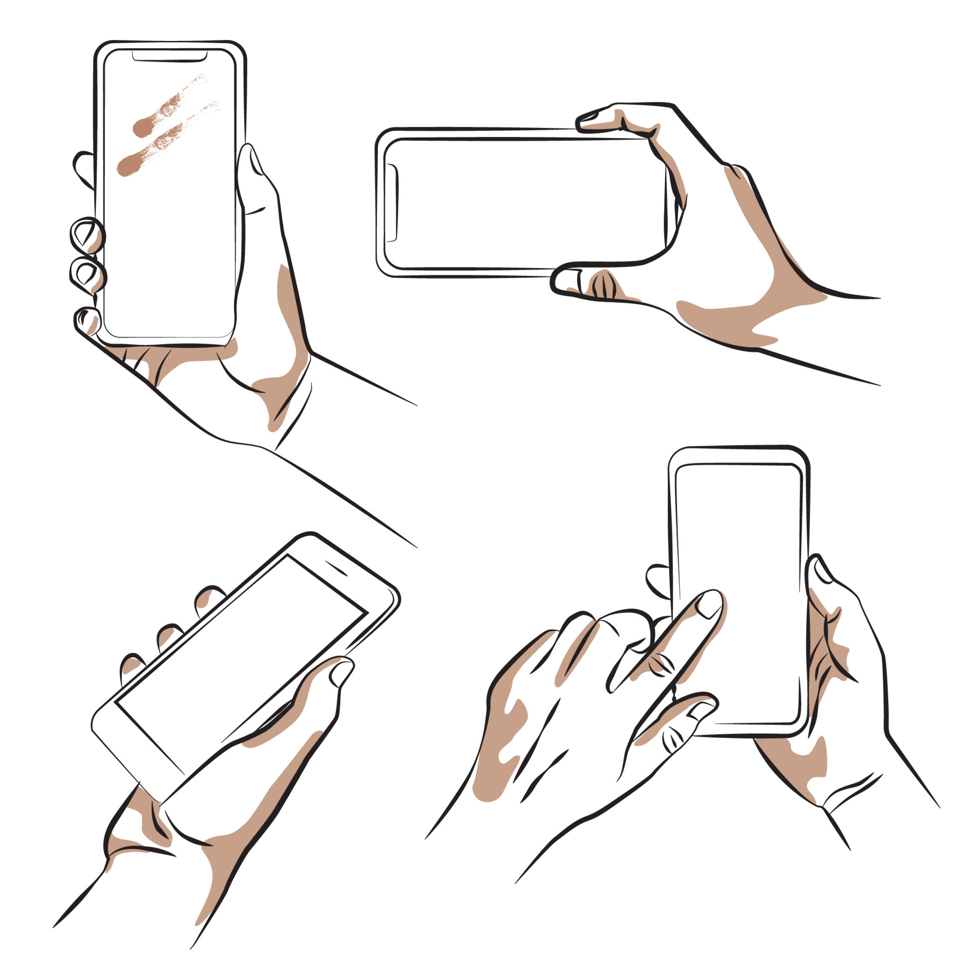 Sketch of hand holding cell phone 4971965 Vector Art at Vecteezy