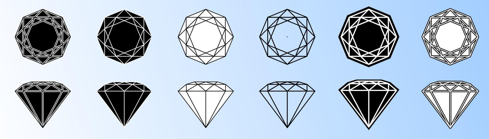 varios diamantes silueta en estilo blanco y negro vector