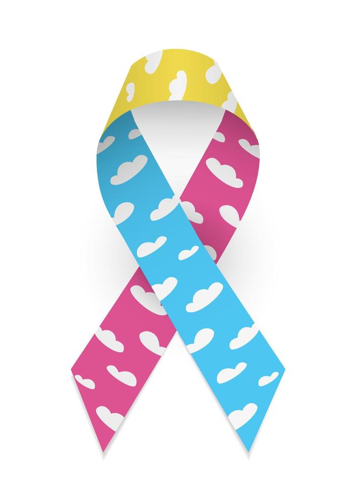Cloud satin ribbon as symbol of congenital diaphragmatic hernia awareness. Isolated vector illustration