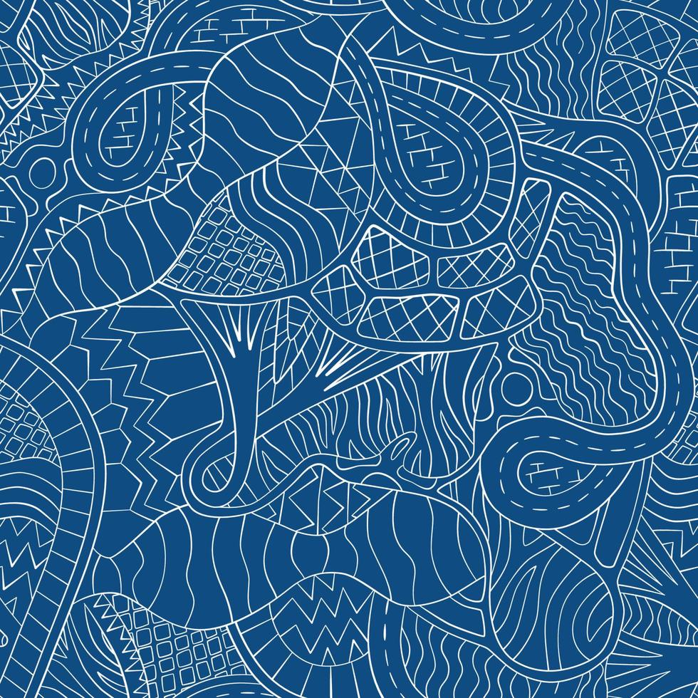 Organism system. Abstract seamless pattern. Vector. Biological creative background. Classic blue vector