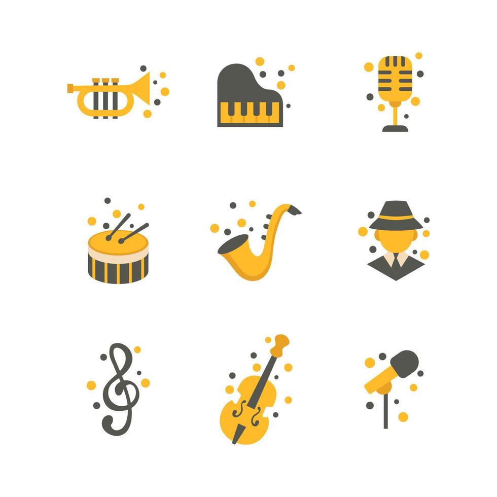 conjunto de paquete de iconos de jazz vector