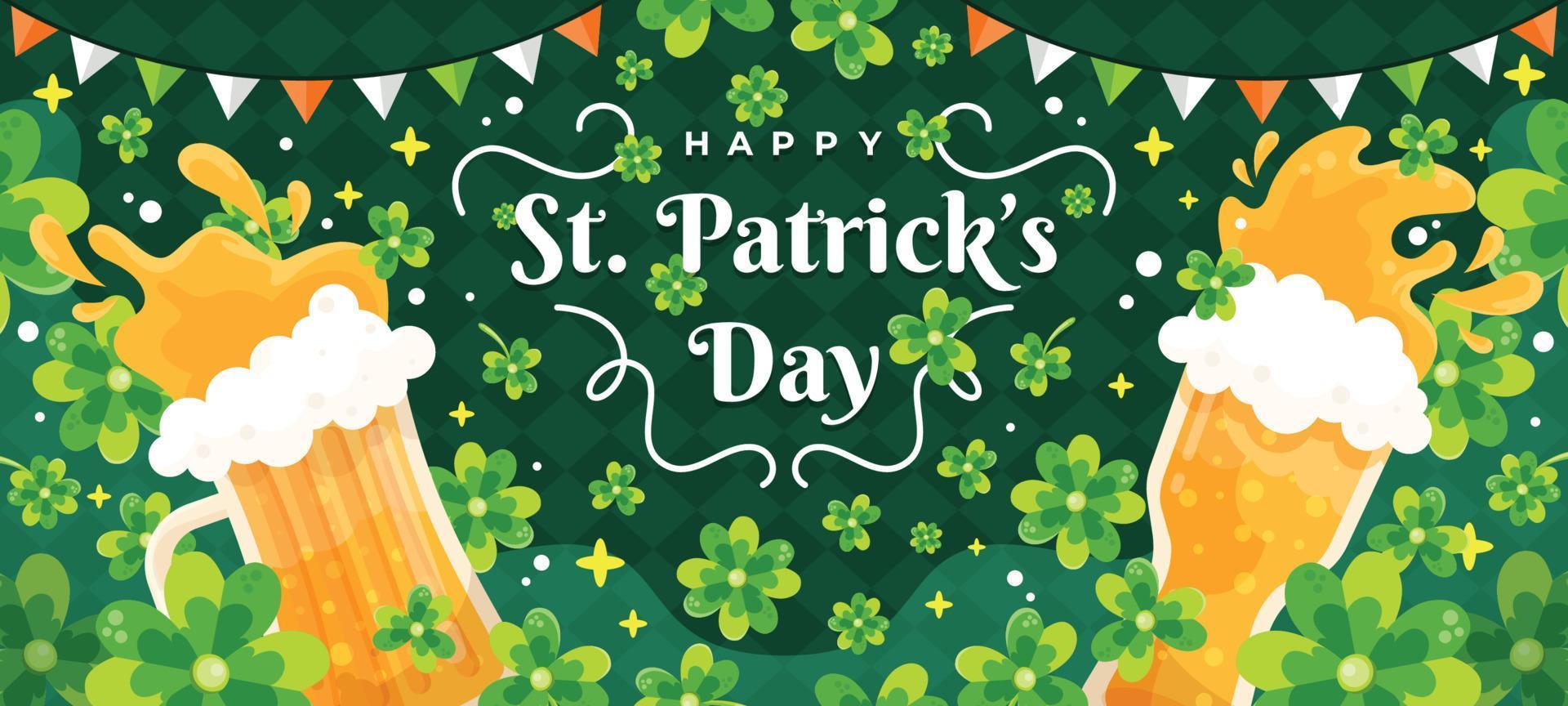St. Patrick's Day Celebration with Beer and Clovers vector