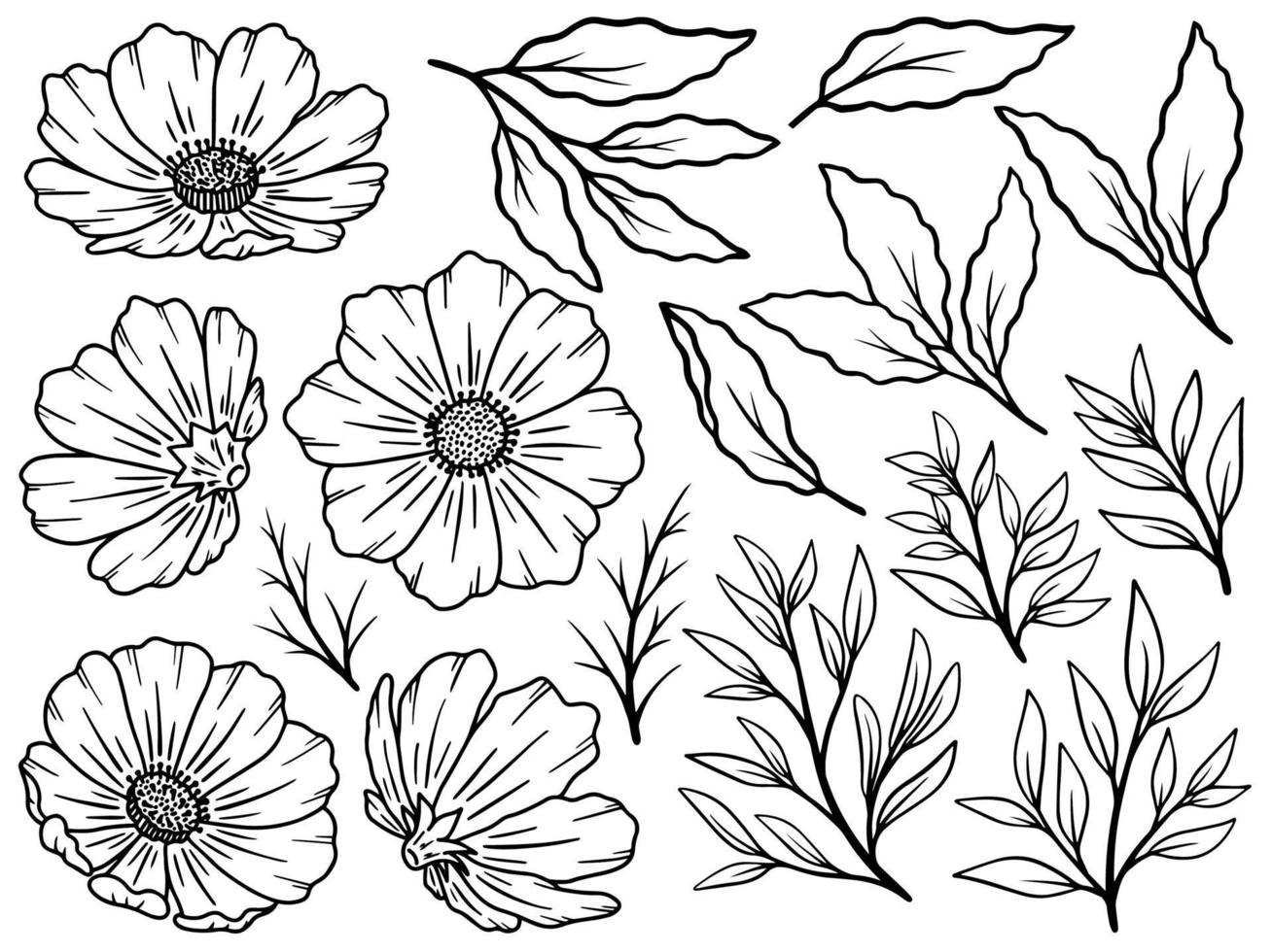 Flower line art arrangement vector