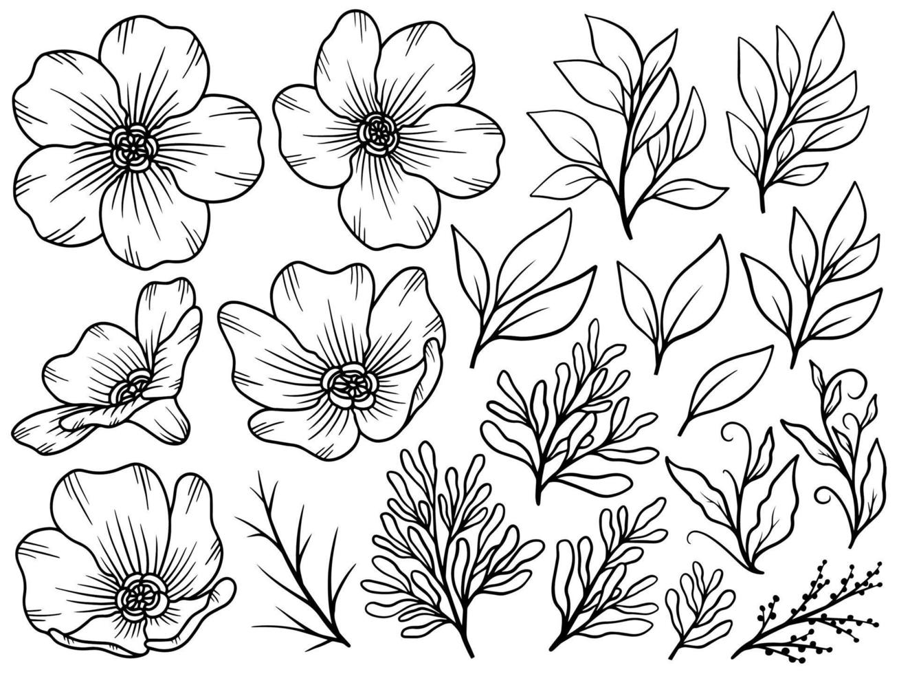 Flower line art arrangement vector