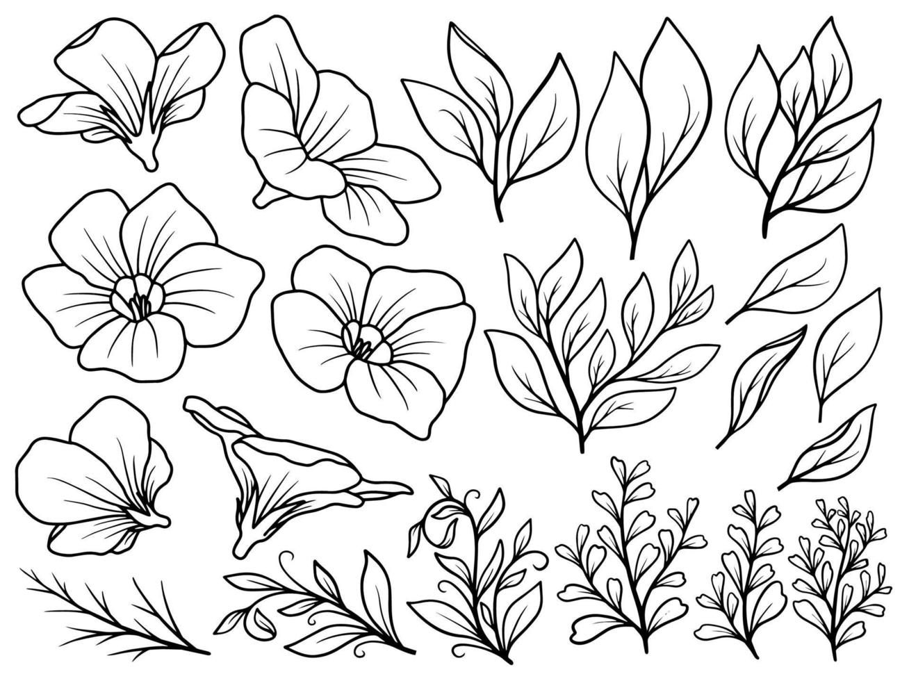 Flower line art arrangement vector