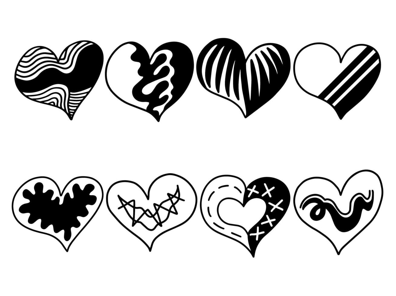 conjunto de ilustración de arte de línea de corazón vector