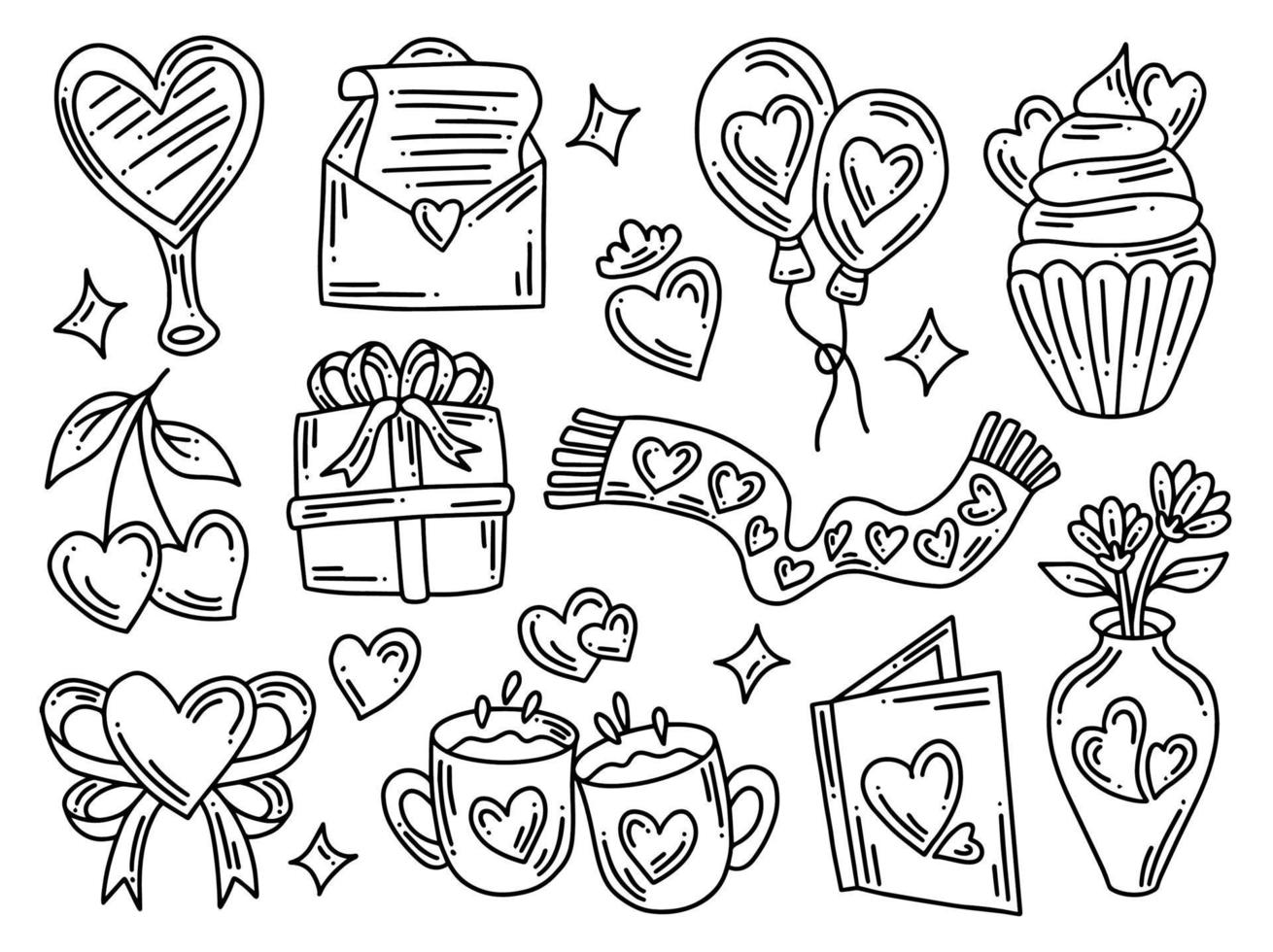 Valentines Day Element Collection Doodle vector