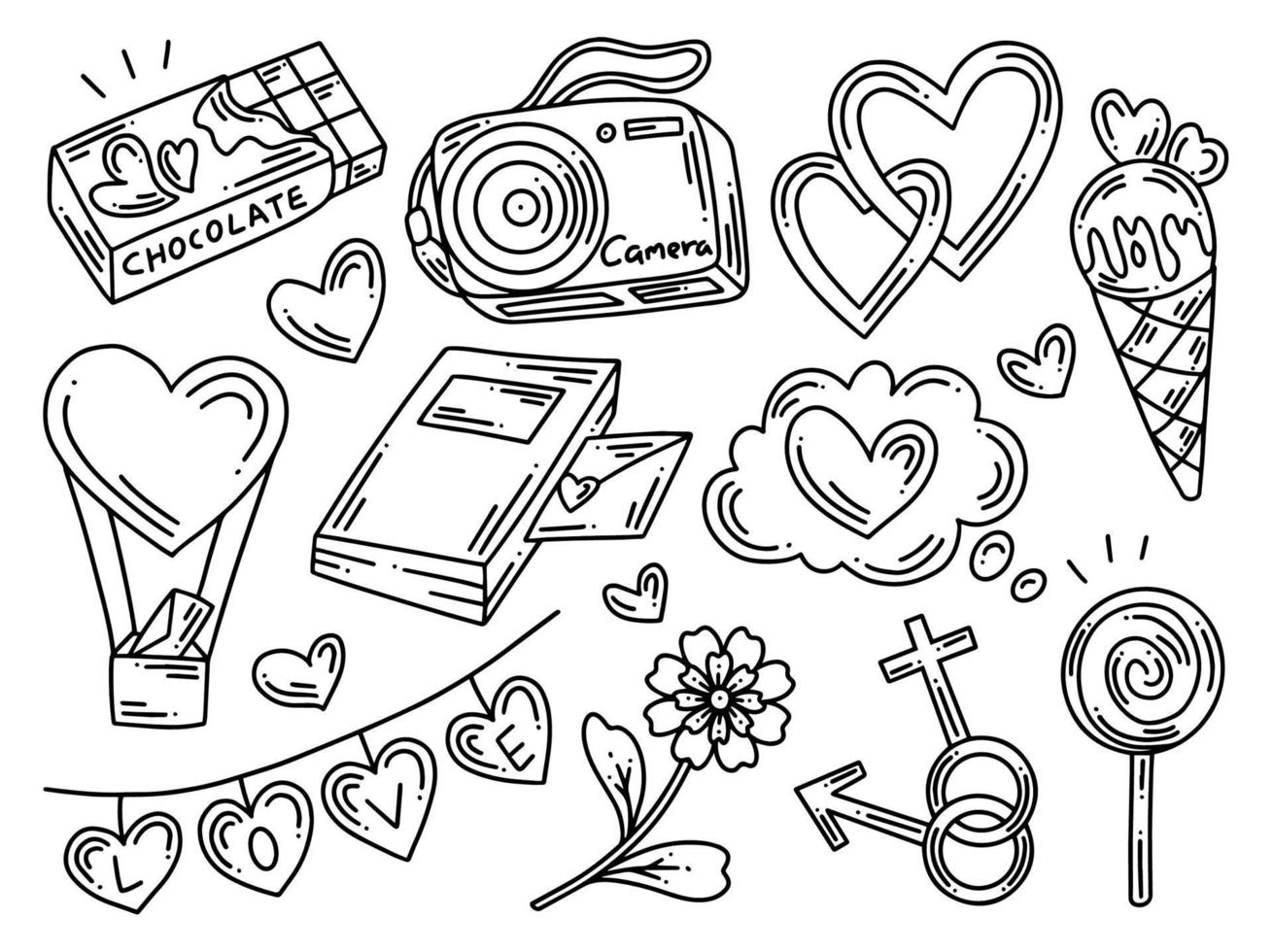 Valentine's Day Doodle Clip Art - Valentine Bullet Journal - Valentines PNG