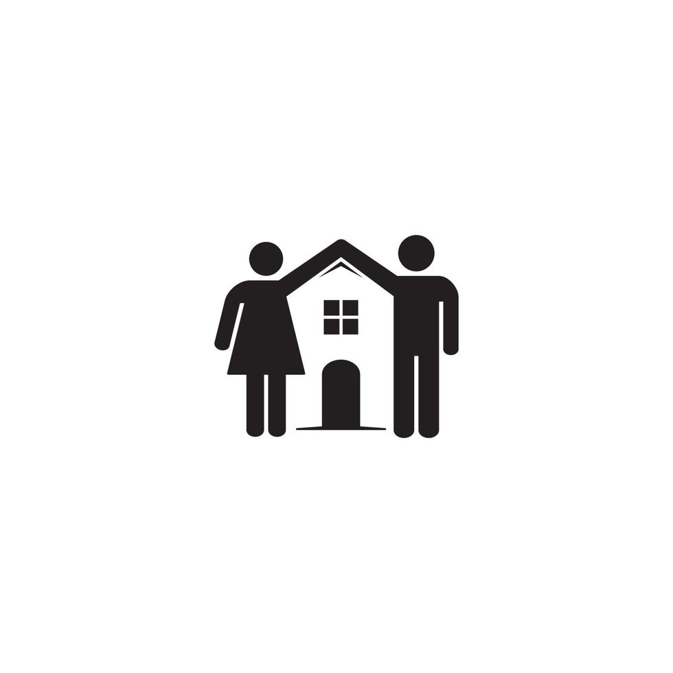 diseño de logotipo o icono de hogar o matrimonio vector